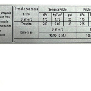 Adesivo Informação Do Pneu Lindy 125 Cbs Haojue Original