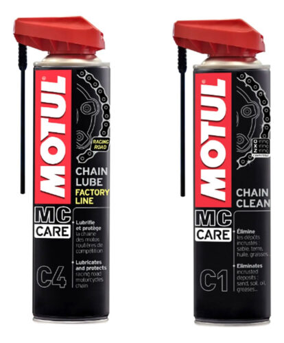 Kit Lubrif Corrente Motul C4 Factory Line + C1 Chain Clear