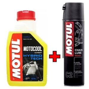 Fluido Radiador Motul Motocool Expert 1L Amarelo +C2 Chain Lube Motul