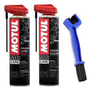 Kit Limpeza Motul C1 Chain Clean + C2 Chain Lube + Escova