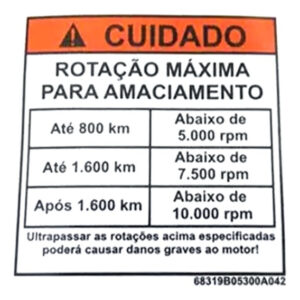 Adesivo Advertência Rotação Amaciamento Yes Gsr Intruder 125