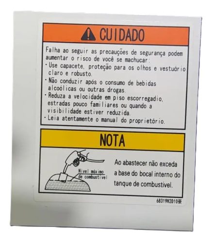 Adesivo de Precaução Haojue DK150 SFI DK150 CBS FI DR160