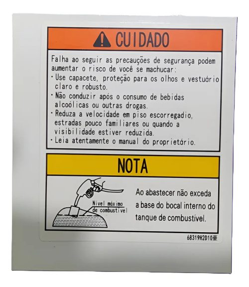 Adesivo de Precaução Haojue DK150 SFI DK150 CBS FI DR160